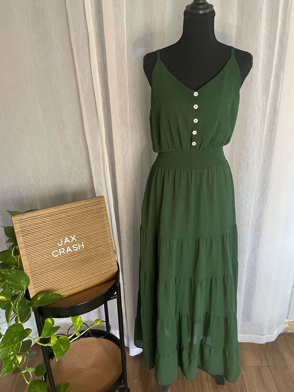 Olive Green Tiered Maxi Dress